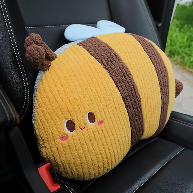 Bee Shaped Lumbar Support Pillow for Car Office Driver Seat Waist Cushion 1 PCS