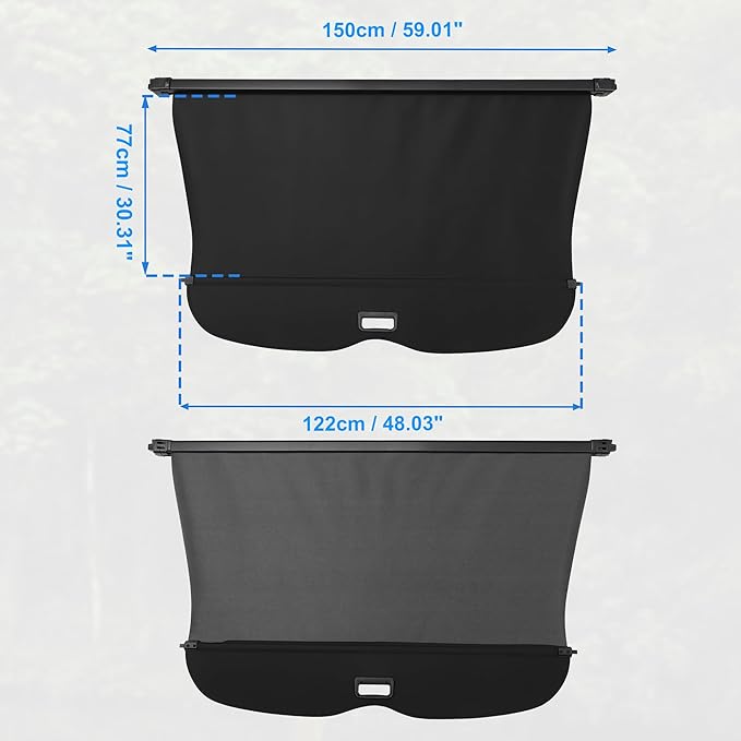 uxcell Retractable Cargo Cover for Honda Passport 2019-2023 Waterproof Non Slip SUV Rear Trunk Shielding Shade Black