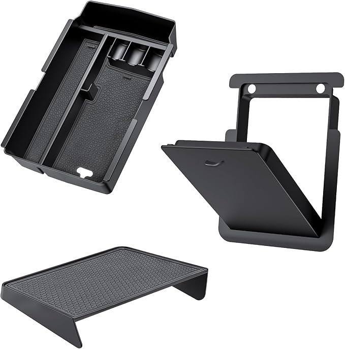 Center Console Organizer for 2023-2025 Honda CR-V, Armrest Storage Tray with Magnetic Hidden Organizer Charging Station Caddy, ABS Car Interior Accessories OEM Style Leather Texture-3PCS