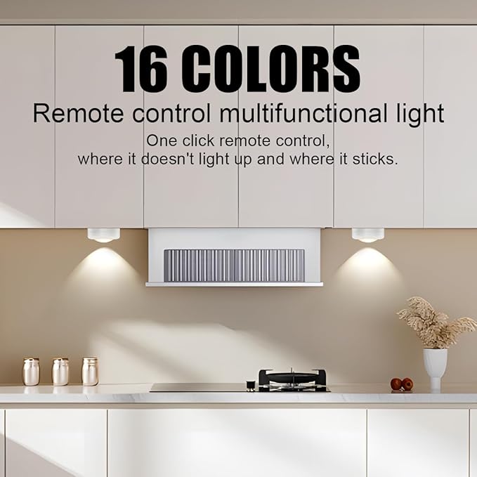 6PCS Wireless Car Interior Led Lights with Remote Control, 16 Colors Vehicle Puck Lamps, Rechargeable Ambient Inside Night Lighting Kit Decoration, Universal Automotive Accessories