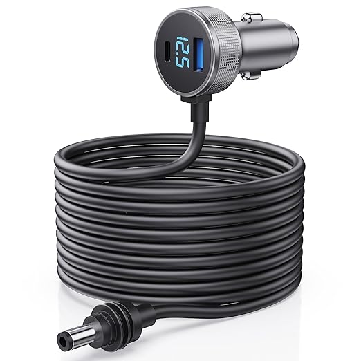 Starlink Mini Cable, 3 in 1 Starlink Mini Car Charger DC Power Cable+ Cigarette Lighter Adapter 12V-48V with Digital Display, Durable USB C PD 40W and USB A 35W Ports for Trucks and Cars (16.4FT)