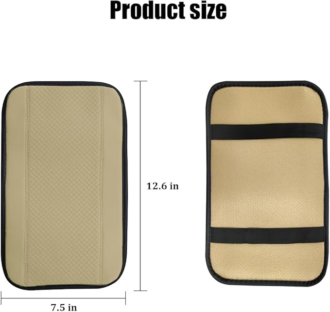 Car Center Console Cover, PU Leather Vehicle Armrest Seat Box Cover Protector, Comfortable Automotive Interior Arm Rest Cushion Pad Accessories, Universal for SUV Sedan Truck (Beige)