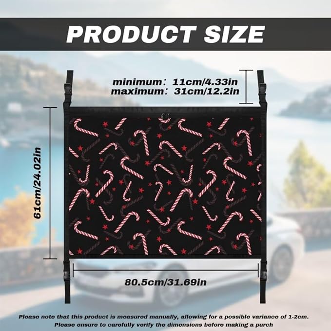 Candy Canes Car Roof Storage Bag Hanging Car Storage Bag Premium Car Seat Organizer Inner Car Accessories Compatible with Most Vehicles