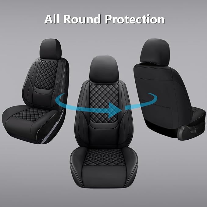 Full Coverage Leather Car Seat Covers Front Pair,Waterproof Seat Covers for Cars,SUVs Trucks, Car Seat Cushion,Car Seat Protector with 2 Seats