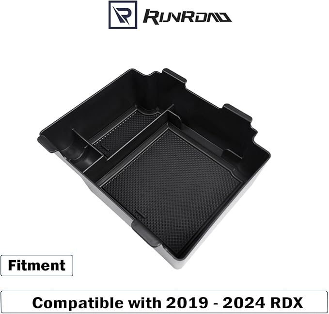 RUNROAD Center Console Upgraded Organizer Compatible with Acura RDX 2019 2020 2021 2022 2023 2024 Accessories, Armrest Storage Box Insert Card Container ABS Coin Holder Console Tray, Black