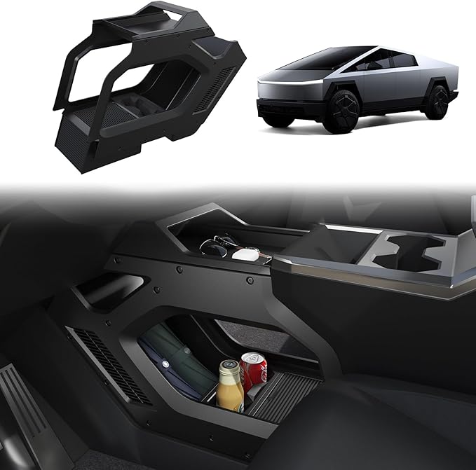 Cyber Truck Center Console Organizer 2023–2026, Double-Layer Lower Tray Storage Box System, Custom Fit Interior Cyber Truck Accessories