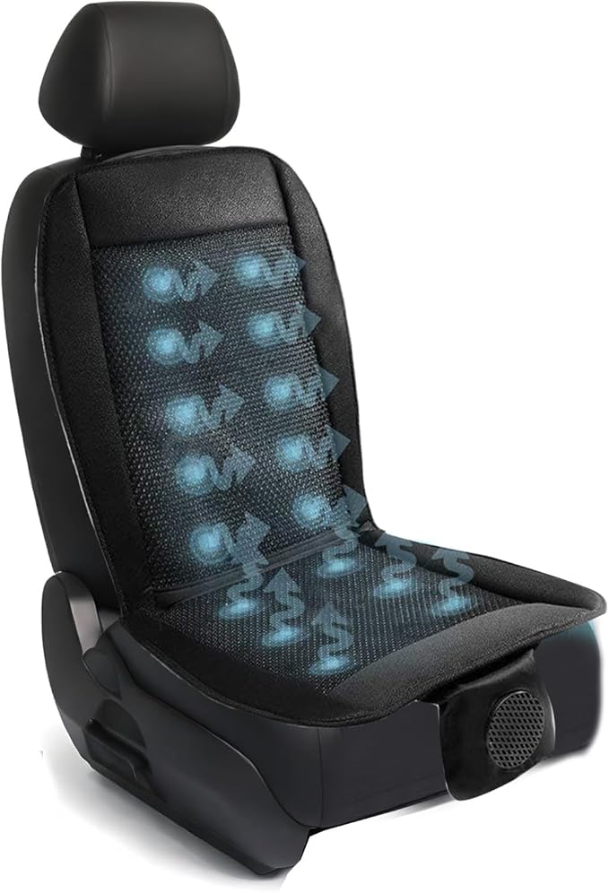 ZONETECH Cooling Car Seat Cushion 12V Black Automotive Adjustable Temperature Comfortable Car Seat Cover