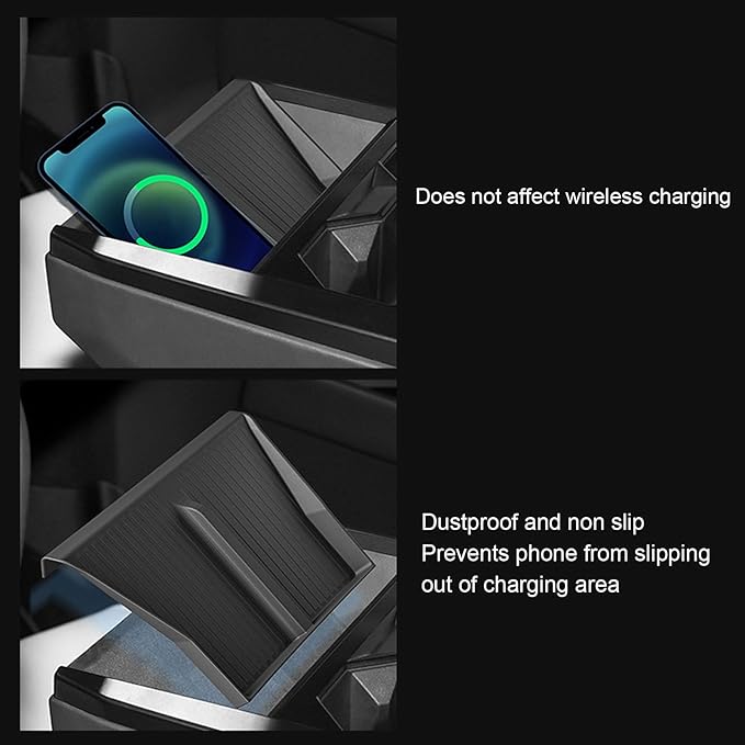 Center Console Wireless Charging Mat Silicone Easy to Clean Anti Slip Phone Charging Pad Car Interior Accessory Black W240004607 Reliable Charging Experience