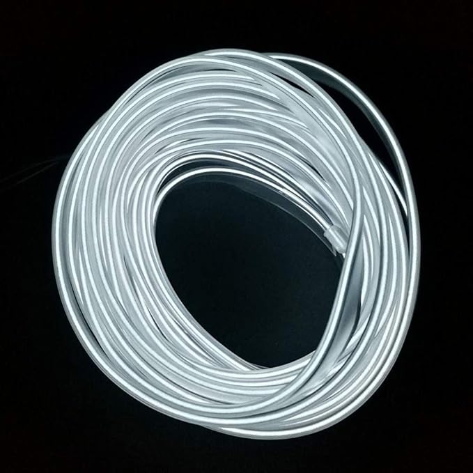 ABALDI El Wire Car Interior Rope Light Car kit Neon Light Under Dash Lighting Kit for Car Interior Decoration(5m/16ft,White)