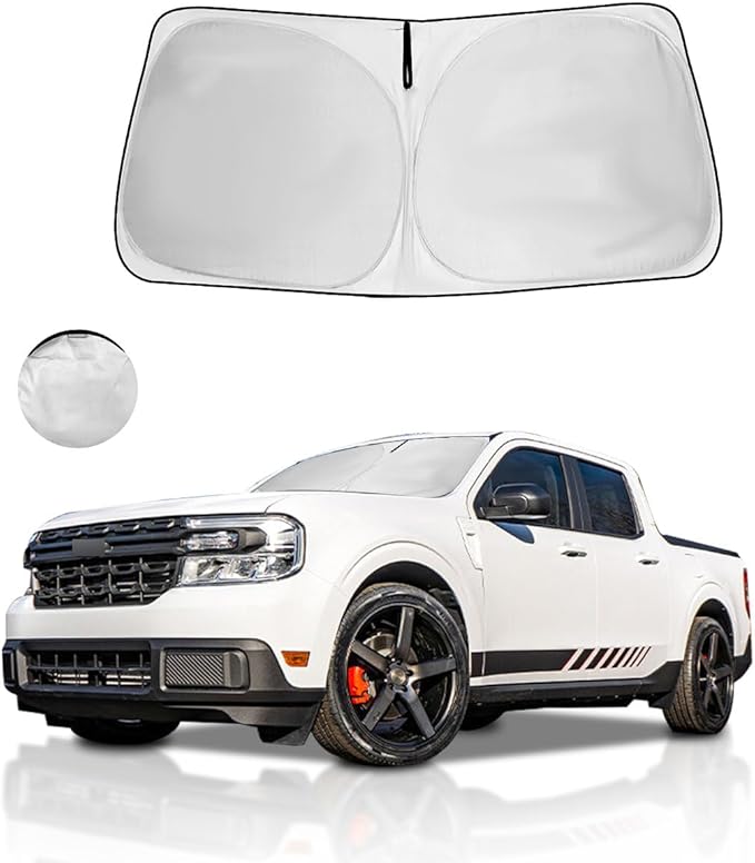 Windshield Sun Shade Fit 2026 2025 2024 2023 2022 Ford Maverick Hybrid, XL, XLT, Lariat Foldable Front Window Sunshade Accessories Truck Pickup Sun Visor UV Protector Heat Shield Window Cover