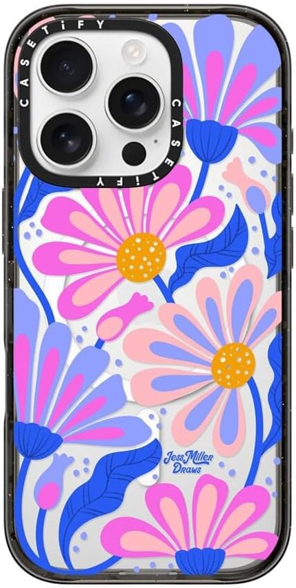 CASETiFY Impact Case for iPhone 16 Pro [8.2ft 4X Military Grade Drop Protection/Compatible with Magsafe] - Mystic Daisy - Clear Black
