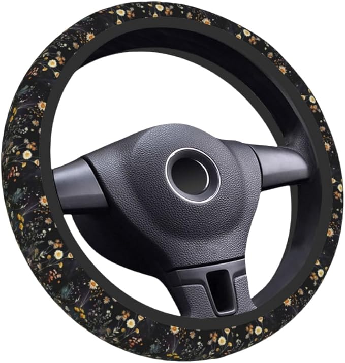 Elastic Steering Wheel Cover Car Accessories Cute Universal 15 Inch Absorbing Sweat Non-Slip Breathable for Woman - Wildflower