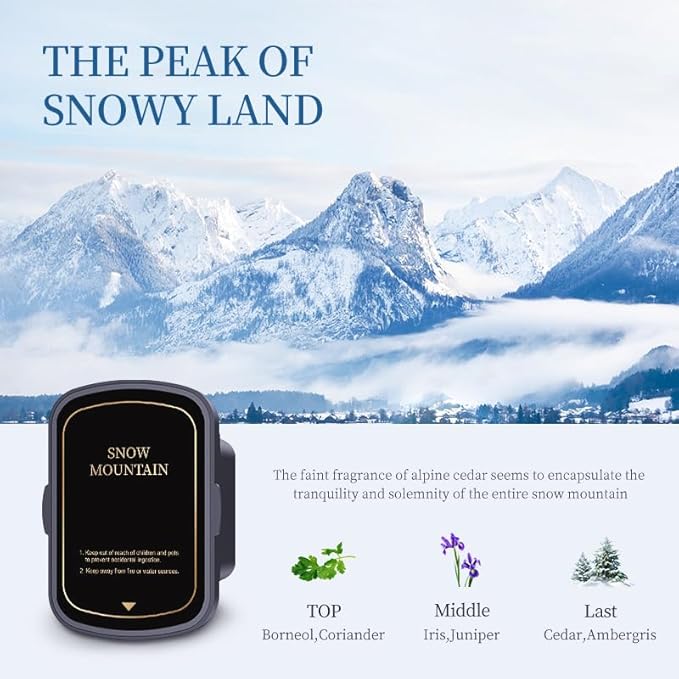 Smart Car Air Freshener, Car Air Freshener Diffuser with Starry Sky Projection and 50ml Perfume, Auto On/Off Intelligent, 3 Mode Adjustable Rechargeable Aroma Diffuser (Snow Mountain))