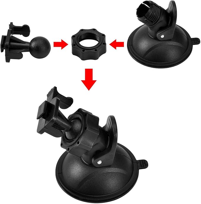TiToeKi Dash Cam Suction Mount with 15+ Swivel Ball Adapters Compatible with Rexing V1, UGSHD, Falcon F170, KDLINKS, Vantrue, APEMAN, Z-Edge, Roav, Old Shark, YI, Peztio, UGSHD and Most Dash Cameras