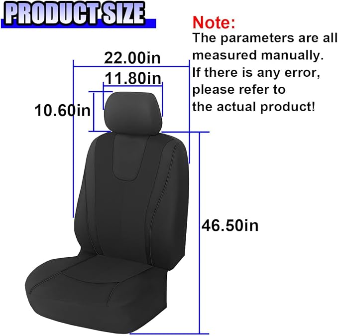 YoRise 2PCS Car Seat Covers, Comfortable Breathable Front Seat Covers, Highly Elastic Automotive Seat Protector Cover Accessories for RV, SUV, Truck, Sedan (Black)