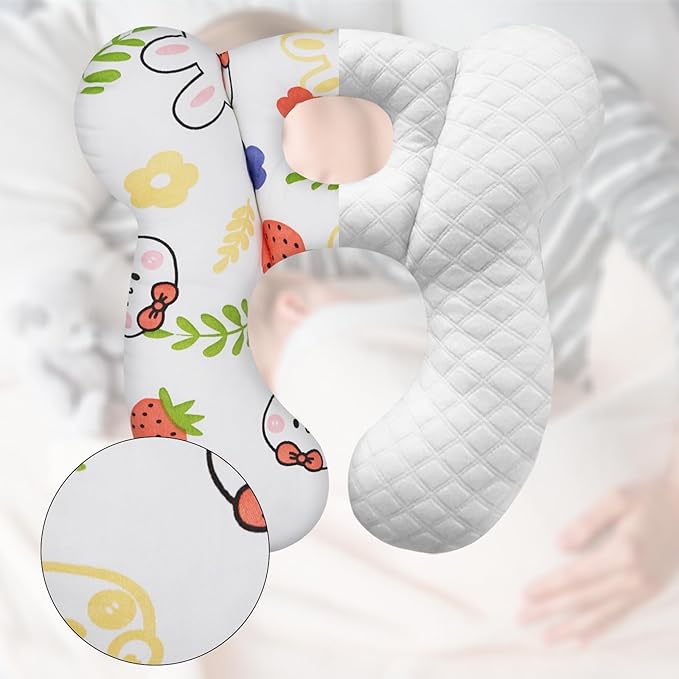 Baby Travel Pillow, Upgrade U-Shape Infant Pillow for Car Seat Pushchair and Stroller, Soft Comfortable Sleep Cushion for Kids Newborn and Toddler -StrawberryWhite