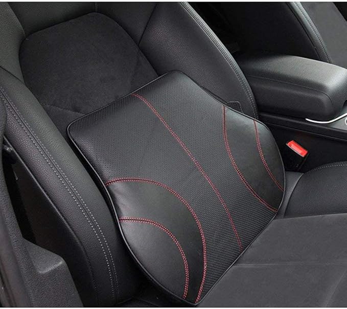 PU Soft Leather Lumbar Cushion,Car Seat Lower Back Support Pillow with Soft Memory Foam,Comfortable for Car Driving & Home Office Computer Chairs Back Pain Relief Corrects Posture