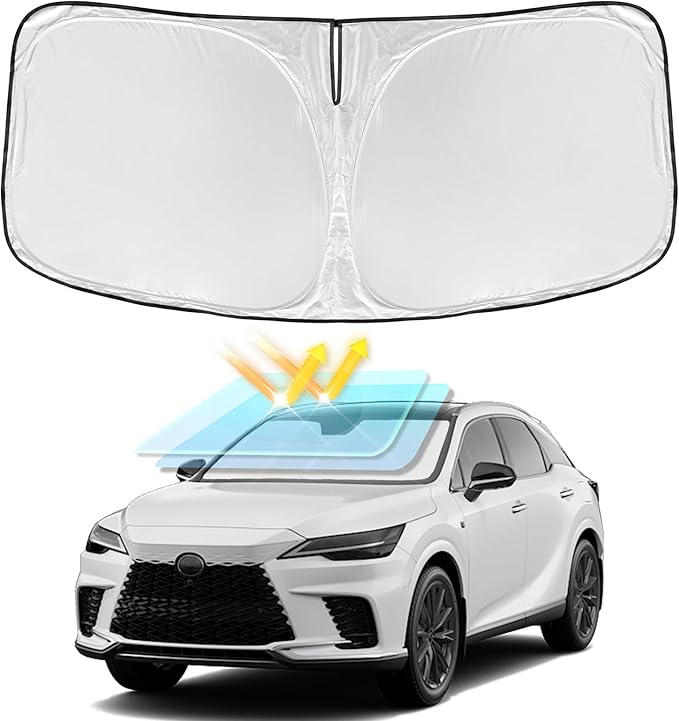 for RX 300 350 450 FSport 2010-2015 Windshield Sun Shade - 4 Layers Car Sunshades for Front Windows Shade Cover Custom Fit RX Sun Visor 250T Retractable Shade Blocks UV Rays Car Accessories