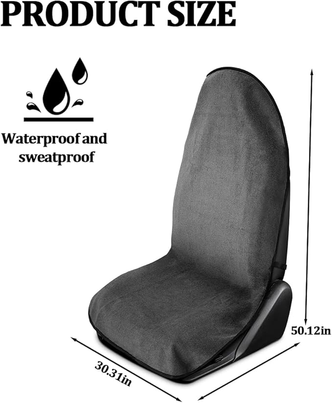 Car Towel Seat Cover, Performance Microfiber Washable Non Slip Vehicle Front Seat Covers, Sweatproof Automotive Interior Chair Protectors, Universal for SUV Automobile Truck (Grey)