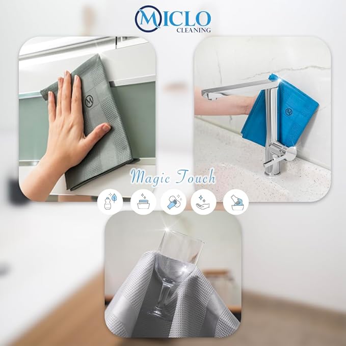 Microfibre Premium Cleaning Cloth Set of 3 - Magic Cloth | All Purpose, Absorbent Washcloth | Microfiber for Window, Kitchen, Bathroom | Lint-Free, Scratch-Free Glass CLoth | 16'' x 24'' | Dark Series