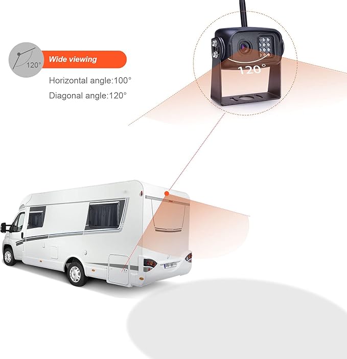 1080P Wireless Backup Camera System for RV, Trucks & Trailers – 7” HD Monitor, Stable Digital Signal up to 980ft, IP69 Waterproof Rear View Camera with Night Vision, Easy Install Kit