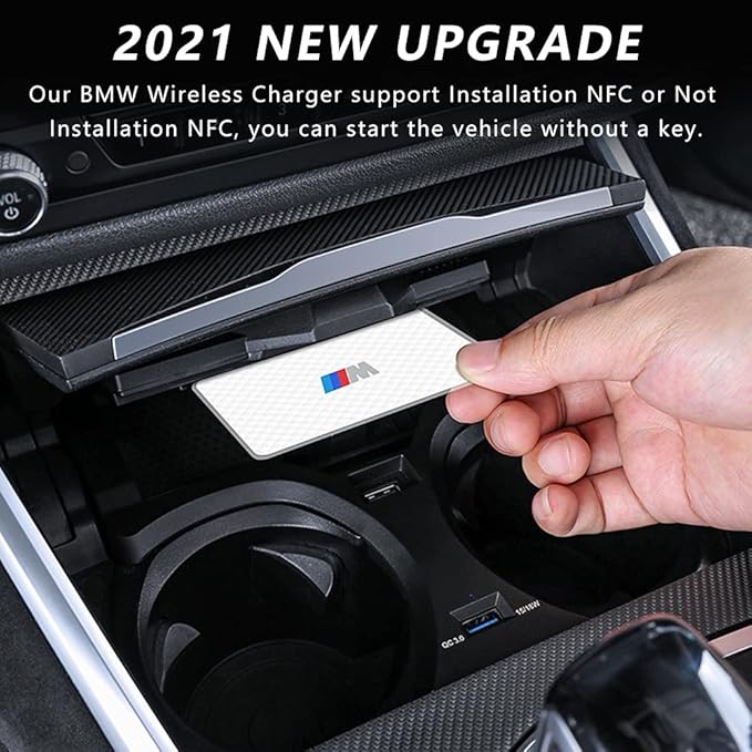 Wireless Car Charger Compatible with BMW 3 Series G20 2020 2021 BMW 4 Series G22/G23/G26 2021 Support Original Car with NFC BMW Center Console Accessory Panel 15W Fast Phone Charging Pad