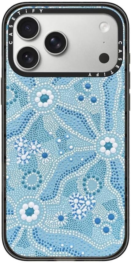 CASETiFY Impact iPhone 17 Pro Max Case [Slim/Compatible with Magsafe / 8.2 ft. 4X Military Grade Drop Protection] - Nadyung (Water) - Aboriginal Art - Clear Black