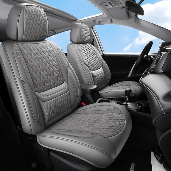 Car Seat Covers Full Set Custom Fit for Pontiac G6 2004-2010 - Premium Faux Leather with Lumbar Support | Breathable, Waterproof, Anti-Slip, Durable (Gray,Full Set)