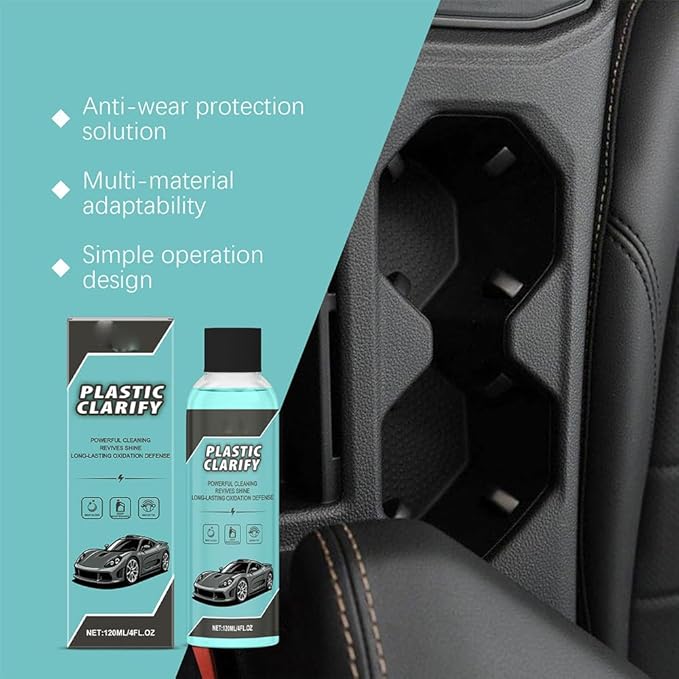 Plastic Clarify For Cars, 120ML Waterless Plastic & Trim Restorer Spray, Scratch Remover and Black Trim Restorer for Interior & Exterior Plastic, Rubber, and Vinyl Surfaces (2pcs)