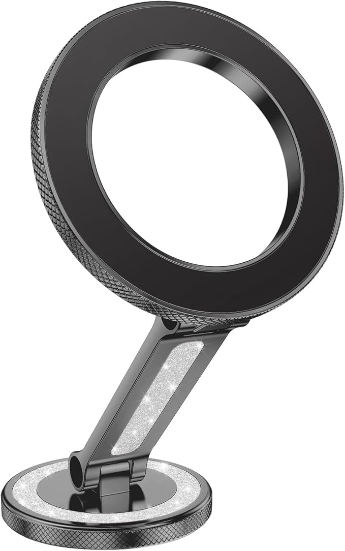 Pikabo Magnetic Phone Holder for Car Dashboard Phone Mount Holder Compatible with iPhone 17 Pro Max 16 15 14 13 12 MagSafe Accessories. (Glitter Black)