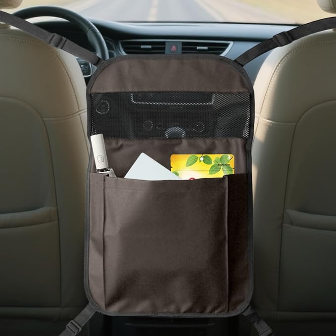 YoRise Seat Back Car Organizer, Large Capacity Oxford Fabric Car Storage Organizer with Pocket, Automotive Backseat Hanging Pet Barrier Protector Accessories for Document, Purse, Handbag (Brown)