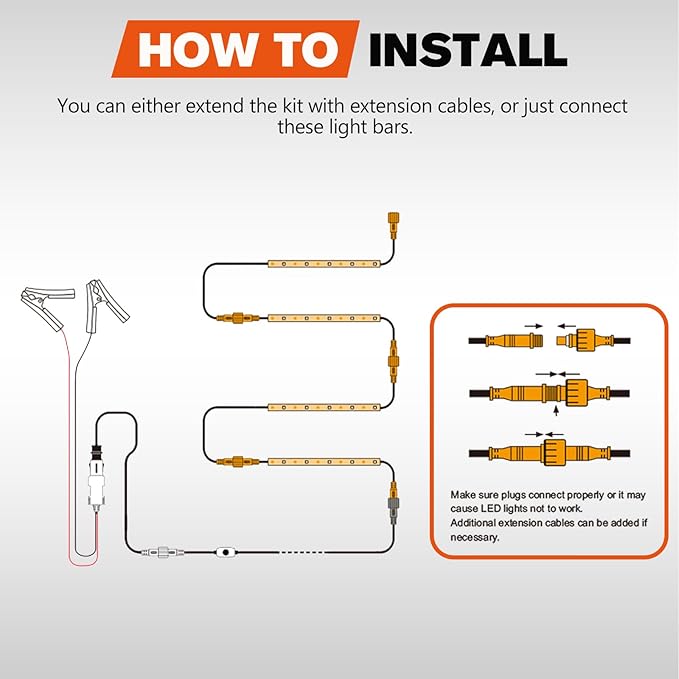 FIERYRED 12V Interior Light Bar Kit, Dimmable Camping Lights, Weatherproof IP67, Aluminum Magnetic Mount with Dimmer Switch, Portable Lights for Camping Tent Awning RV Car Trailer Boat (4 Pcs, Amber)