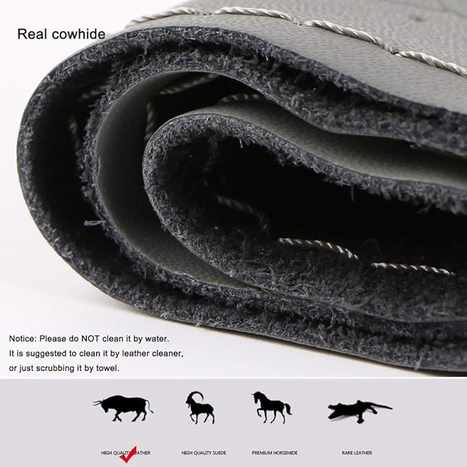 Universal Car Steering Wheel Cover Leather Breathable Design 15 Inch Diameter Cowhide Steering Handlebar Wrap Fit Most Car SUV Gray