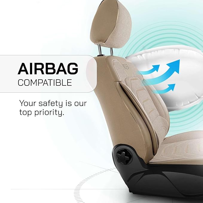 Premium Car Seat Covers Front Seat - Linen Car Seat Cover for SUV, Cars, Most Pickups, Beige, Car Seat Protector, Car Seat Covers Front Seats, Car Seat Protector