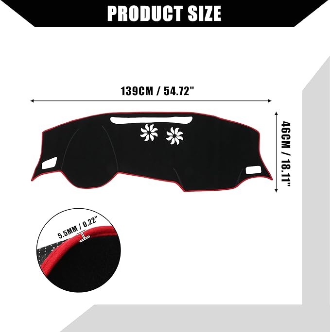 Dash Cover for Audi Q3 2019-2022 / Center Console Dashboard Cover/Non-Slip/Polyester / 1 Pcs Black Red
