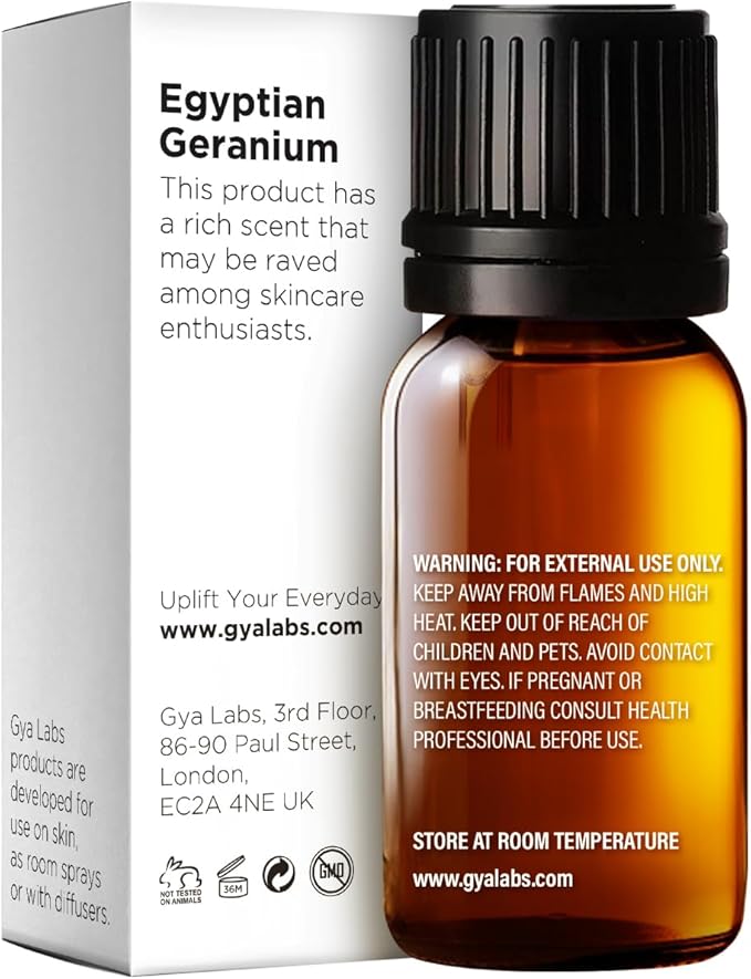 100% Pure Egyptian Geranium Essential Oil - 0.34 Fl Oz - Egyptian Geranium Oil for Hair, Skin, Diffuser, Aromatherapy & DIY Candle Making Scent