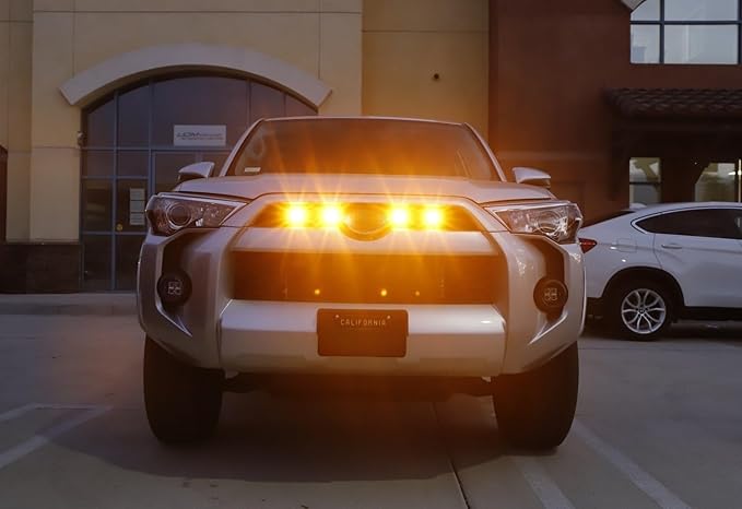 iJDMTOY Pair 12-Chipset High Power LED Surface Flush Mount Strobe Flash Lighting Kit Compatible with Jeep Car Truck SUV 4x4 Side Markers, Lights, Amber Color