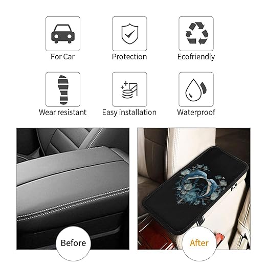 Heart Shaped Dolphins Car Auto Armrest Cushion Cover Accessories Center Console Seat Box Pad Protector Universal Decoration for Most Vehicle SUV Truck