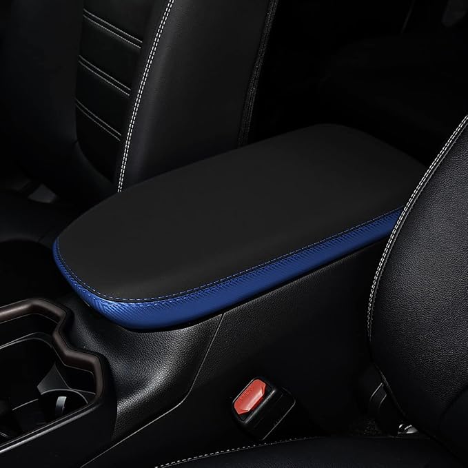 INTGET Center Console Armrest Cover for Toyota RAV4 Accessories 2025 2024 2023 2022 2021 2020 2019 Leather Middle Console Lid Cover Pad Protector Arm Rest Covering Car(Black with Blue)