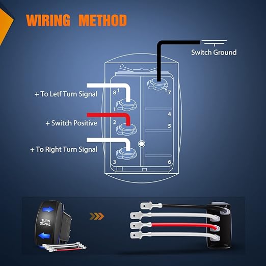 Nilight Turn Signal Switch Blue 4Pin ON-Off-ON Laser Etched SPDT Toggle Rocker Switches 12V 20A 24V 10A Jumper Wires for Cars RVs Campers Trailers