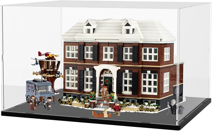 Choowin Large Acrylic Display Case for Lego Home Alone House 21330 21338 75574 for Lego Display Thickened Clear Acrylic Display Cases for Collectibles Assemble Dustproof Display Box(Black Base)