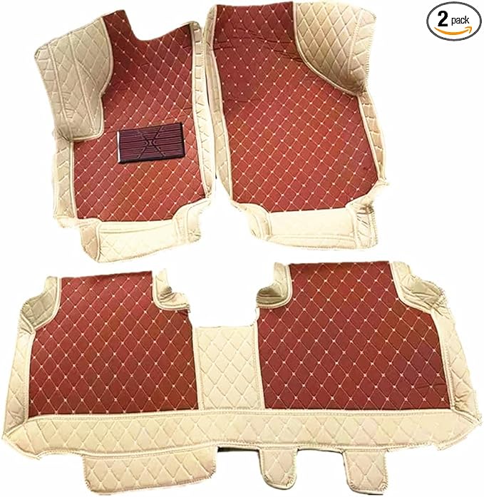 Custom Making Car Floor Mats Compatible with Audi BMW Mercedes-Benz Toyota Lexus Honda Infiniti Nissan Hyundai Kia All Models 2005-2026 (Beige and Brown)