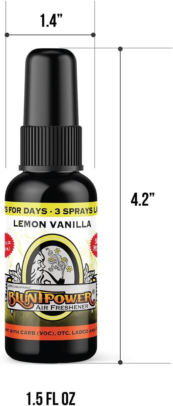 BluntPower (Lemon Vanilla, 1 Pack) Concentrated Odor Eliminator & Diffuser Oil - Room Deodorizer, Odor Eliminator, Air Freshener - Premium Oil Based Air Freshener