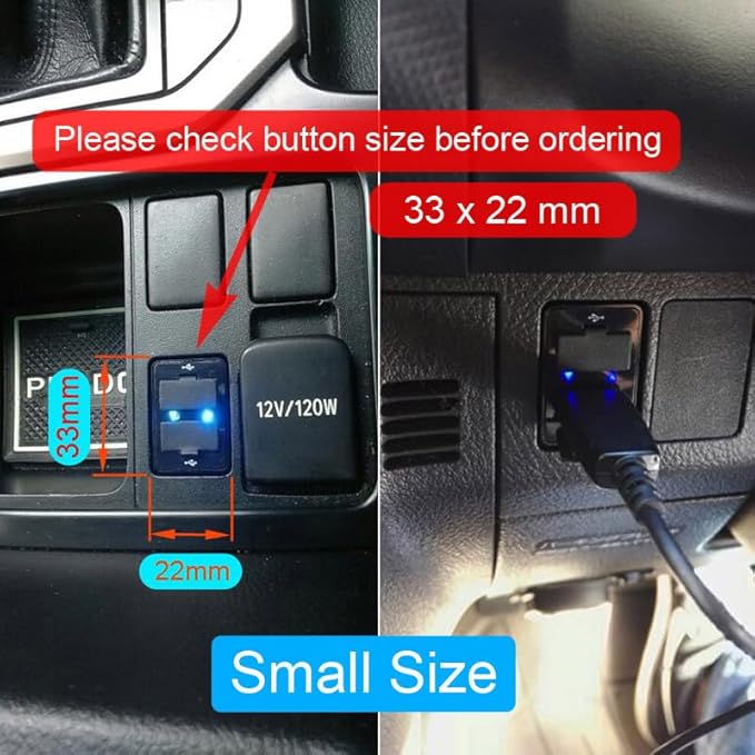 5V 2.1A Dual USB Car Charger Interface Socket Adapter for Toyota with Short Circuit Protection - (Color Name: Big Size)