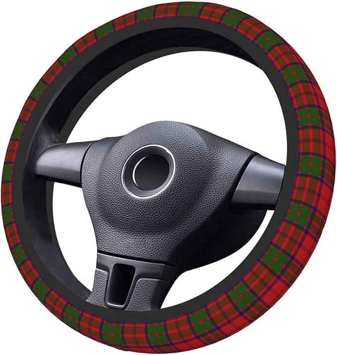 Thickened Elastic Steering Wheel Cover, Grant Tartan red Green Plaid Ultra, Soft, Breathable, Fit for Cars, SUVs, Trucks, Stylish Comfortable Grip
