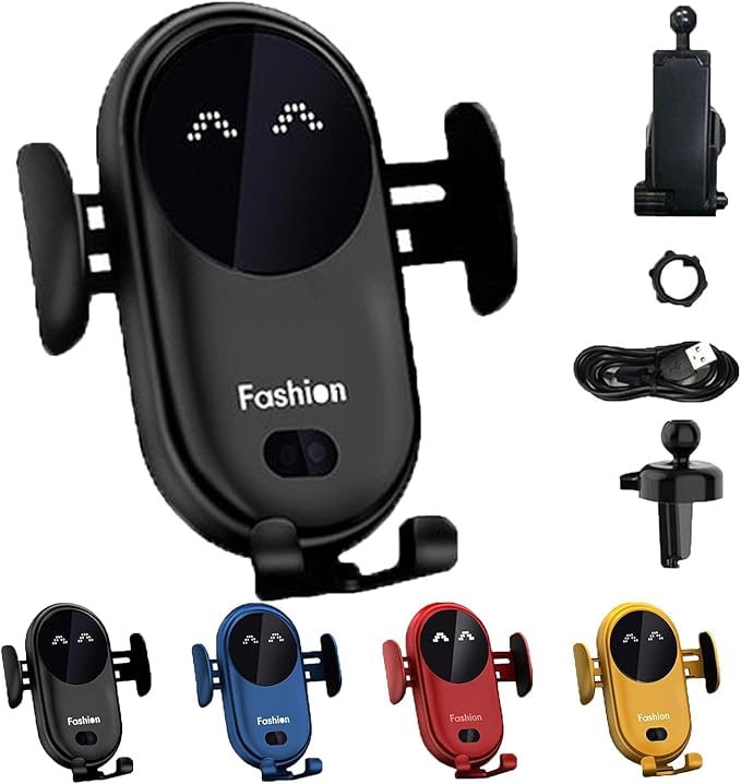 Smart Car Wireless Charger Phone Holder, Smart Sensor Car Wireless Charger, Fashion Car Charger (Black)