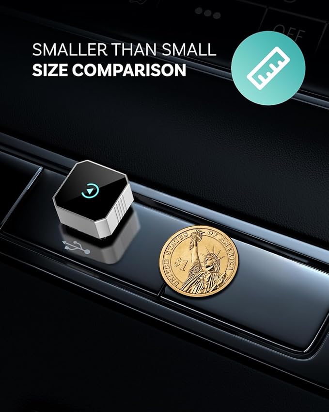 2026 Wireless CarPlay Adapter for iPhone ＆ Android Auto Mini Wired to Wireless Apple Car Play Adapter Plug & Play Compatible for iPhone iOS 10+ Android 11+ with After 2016 Cars