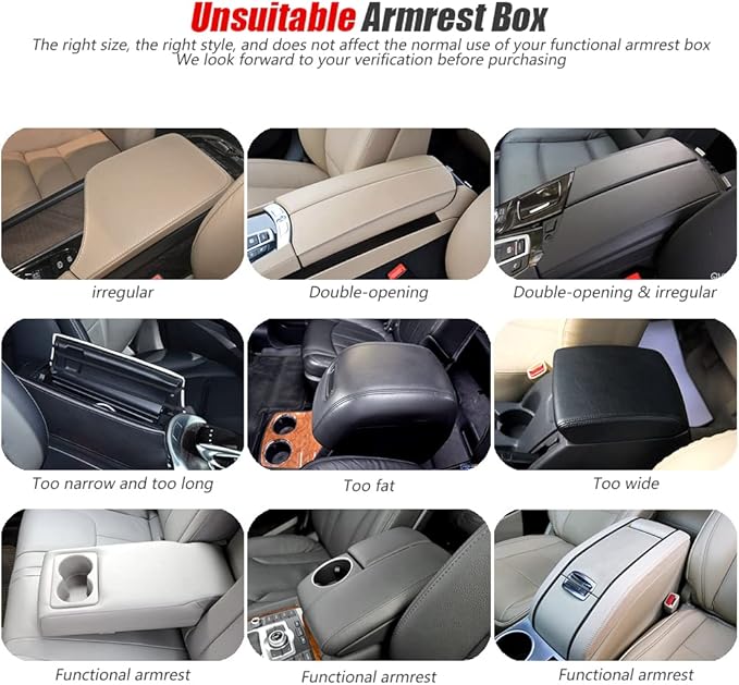 ESKONKE [Upgraded] Car Center Console Cover with 2 Storage Bags - Premium Nappa Leather Armrest Cover, Scratch & Wear Resistant, Waterproof Car Interior Accessories (Grey)