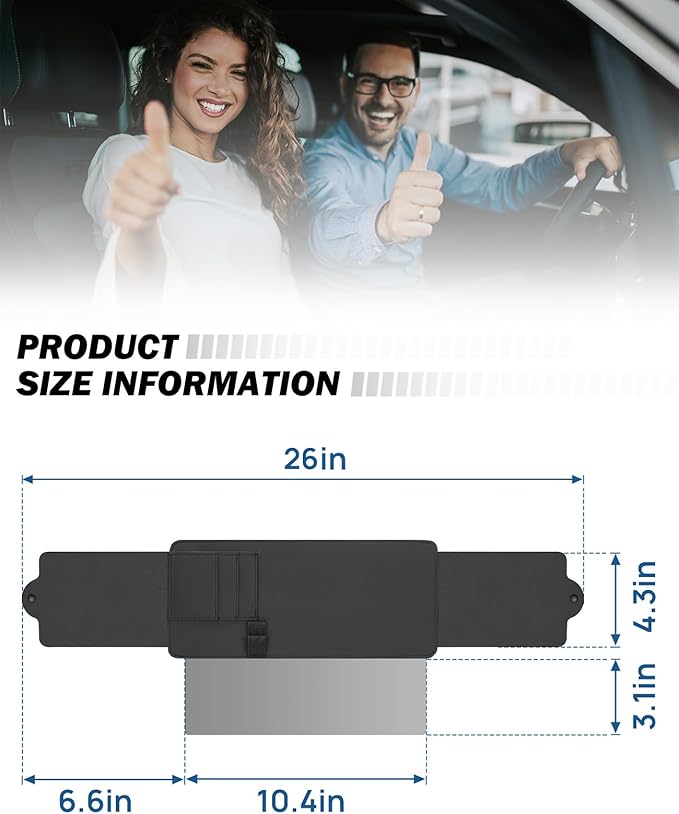 JOYTUTUS Polarized Sun Visor Extender for Car Sunshade Visor Extension, Adjustable Sun Visor Extender Anti-Glare, Safe Driving, Sun Visor for Car (2 Pack)