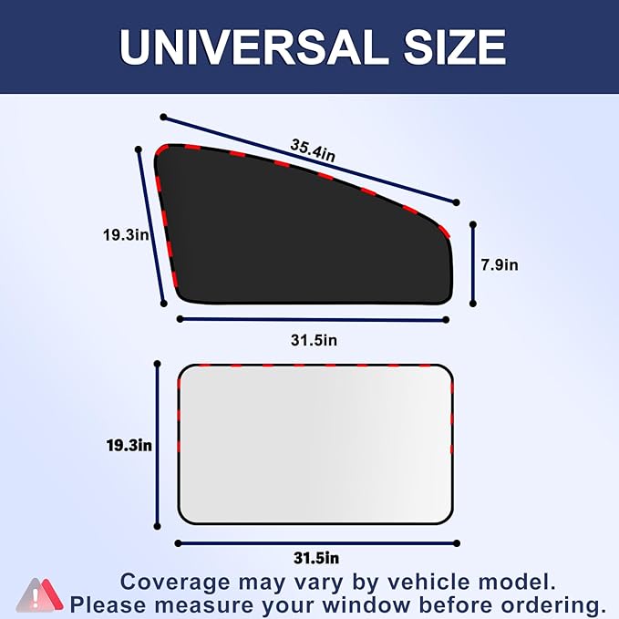 XCBYT Car Window Shades for Side Windows, 4 Pack Universal Sun Shades with Reflective Silver & Black Privacy Layer, UV Heat Blocker Car Curtains for Camping, Travel & Privacy (Silver)